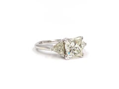 2.28 Carat Princess Cut Diamond Three-Stone White Gold Engagement Ring