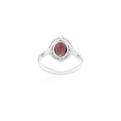 2.28 Carat Red Spinel and Pave'd Diamond Ring in 18k White Gold