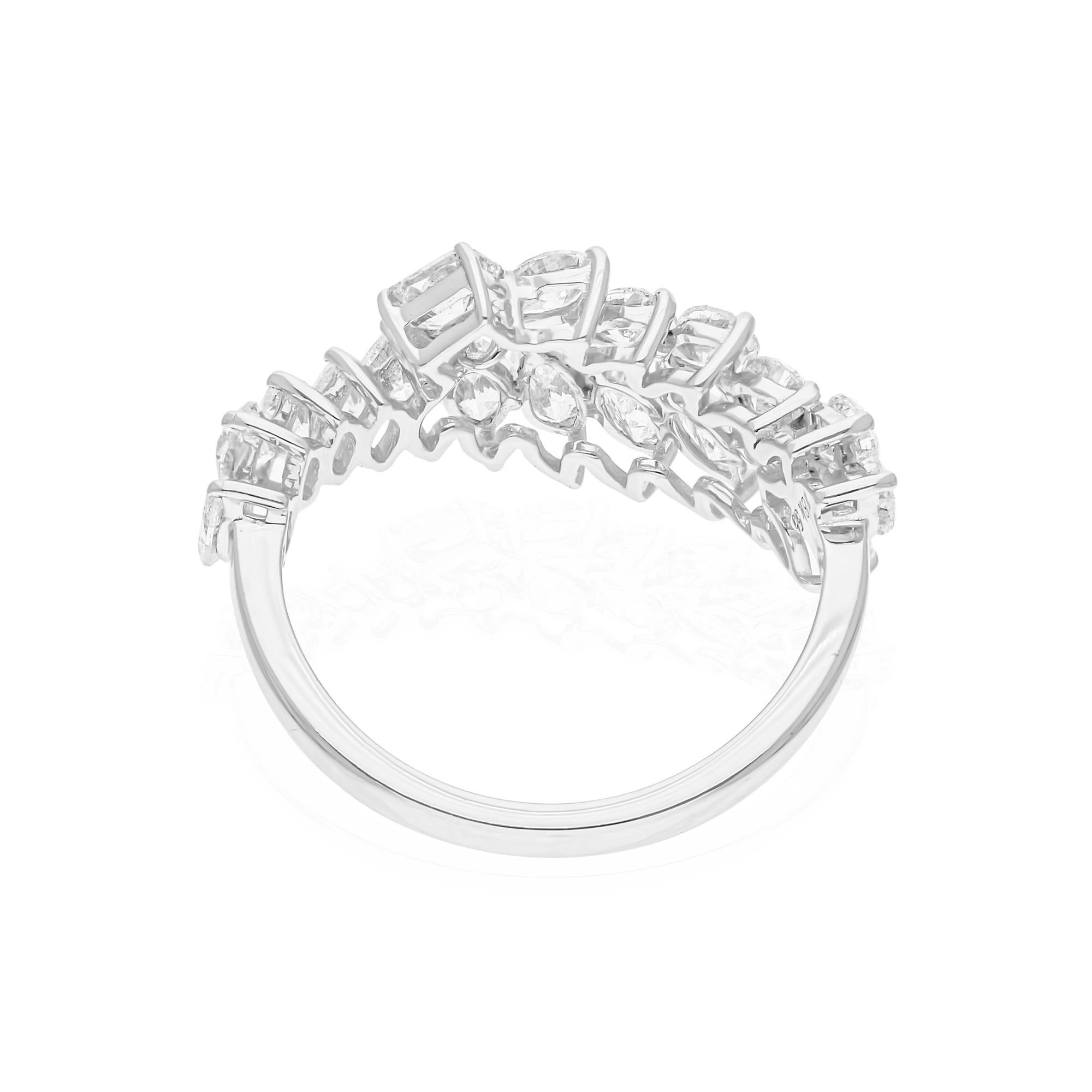 Modern 2.28 Carat SI Clarity HI Color Diamond Ring 18 Karat White Gold Handmade Jewelry For Sale