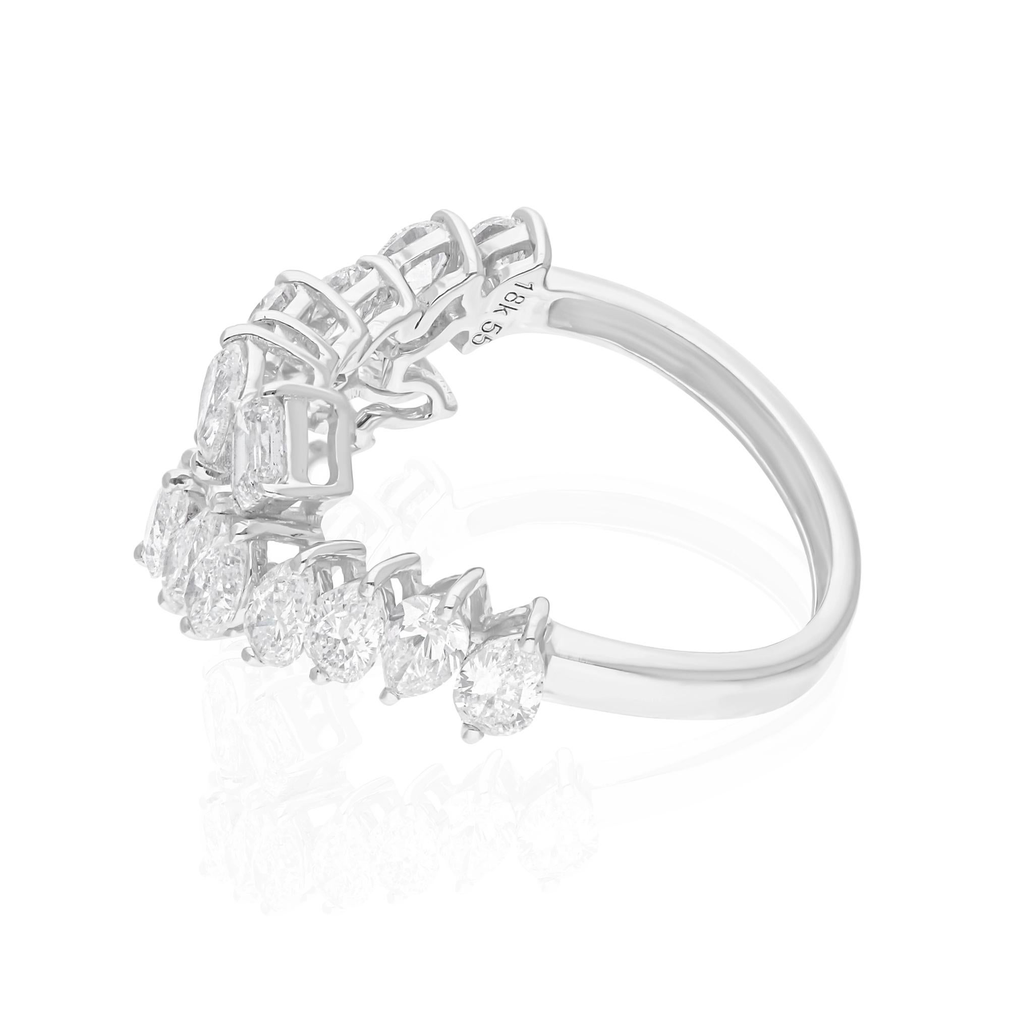 Pear Cut 2.28 Carat SI Clarity HI Color Diamond Ring 18 Karat White Gold Handmade Jewelry For Sale