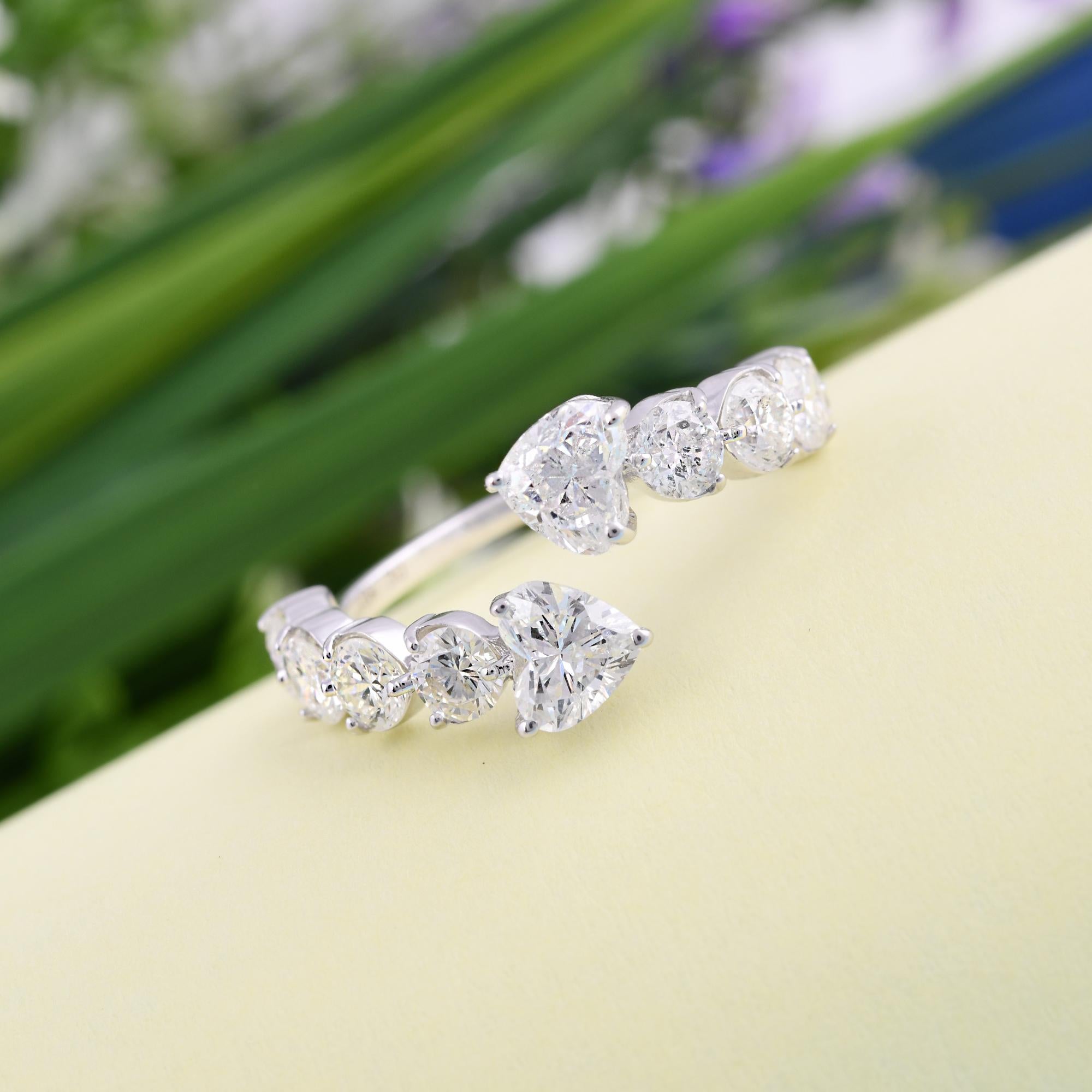 For Sale:  2.28 Carat SI Clarity HI Color Heart Shape Diamond Wrap Ring 18 Karat White Gold 3