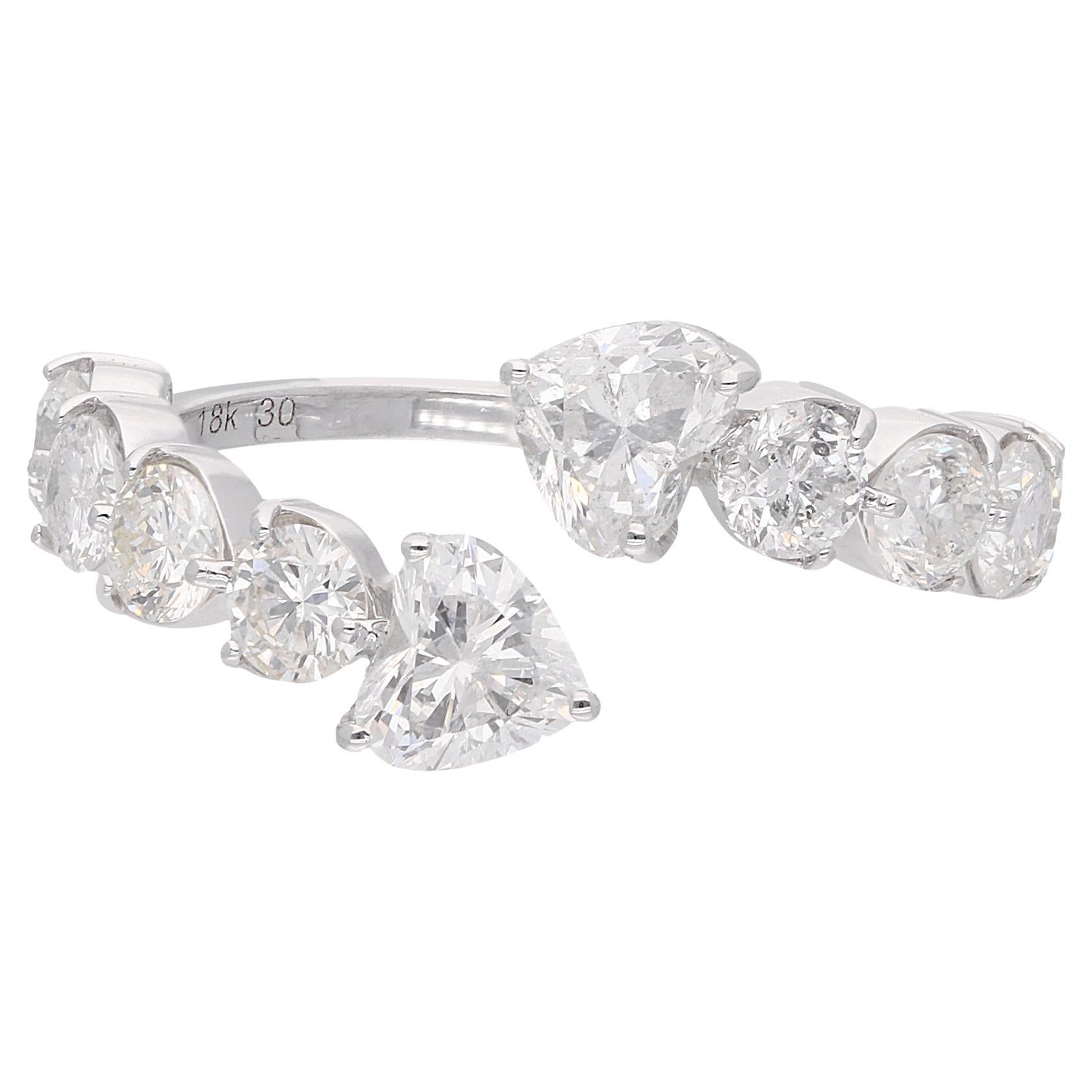 2.28 Carat SI Clarity HI Color Heart Shape Diamond Wrap Ring 18 Karat White Gold