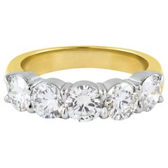2.28 Carat Total Five-Stone Diamond Wedding Band