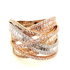 2.28 Carat Tri-Tone Wide Band Diamond Fashion Ring