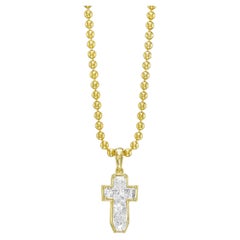 2.28 ct Cross Shape Natural Diamond in 18k Yellow Gold Pendant