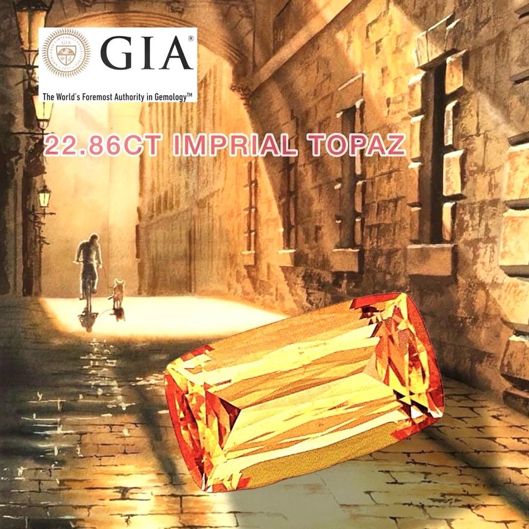 22,85 Ct Certificato GIA Topazio Imperiale Naturale Nessun trattamento Collectional Raro in vendita 3