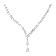 22.86 Carat SI/H Pear Round Brilliant Cut Diamond Necklace 14 Karat White Gold