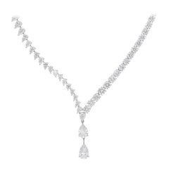 22.86 Carat SI/H Pear Round Brilliant Cut Diamond Necklace 18 Karat White Gold
