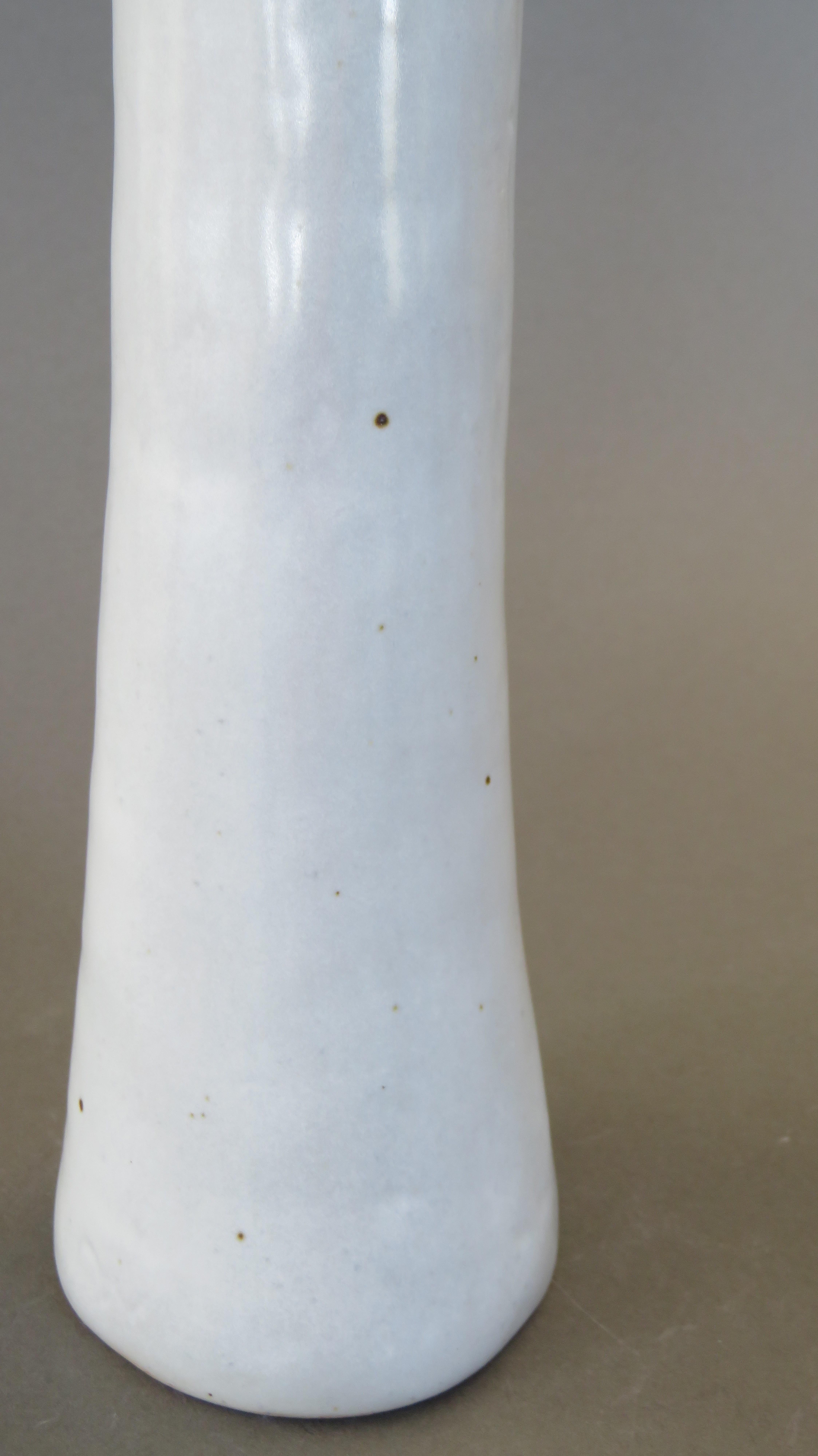 Glazed Tall Hand Built Ceramic Vase, White Glaze on Stoneware, 22.88 Inches Tall For Sale