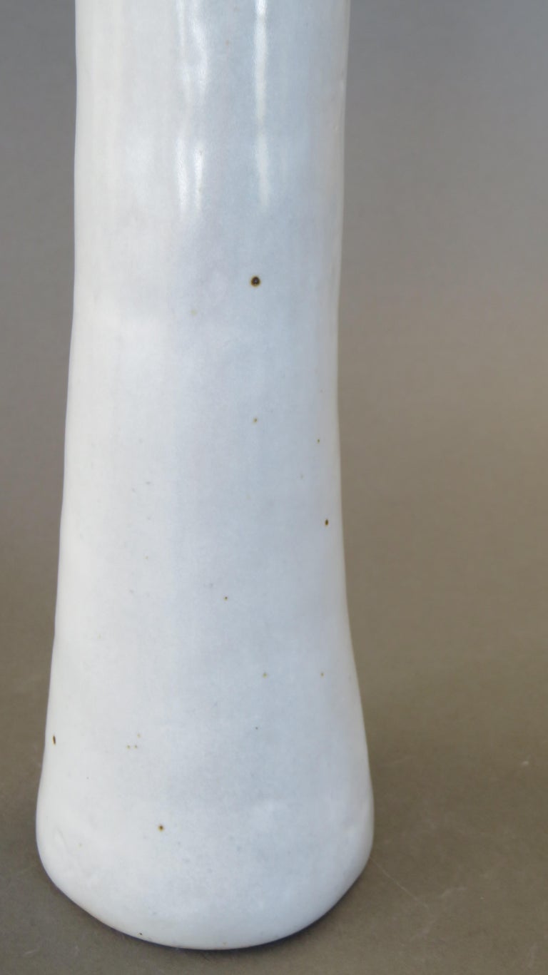 Contemporary Tubular Handbuilt Ceramic Vase, White Glaze on Stoneware, 22.88 Inches Tall For Sale