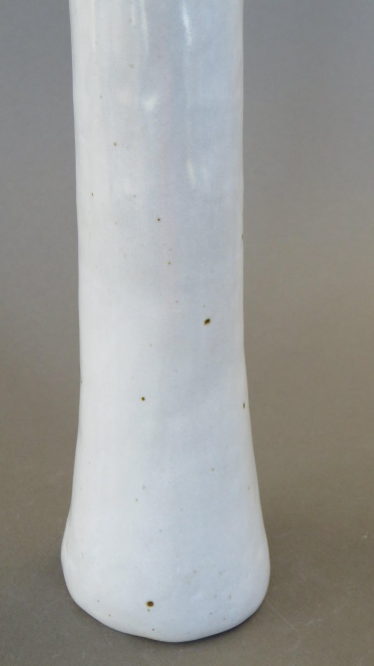Tubular Handbuilt Ceramic Vase, White Glaze on Stoneware, 22.88 Inches Tall For Sale 1
