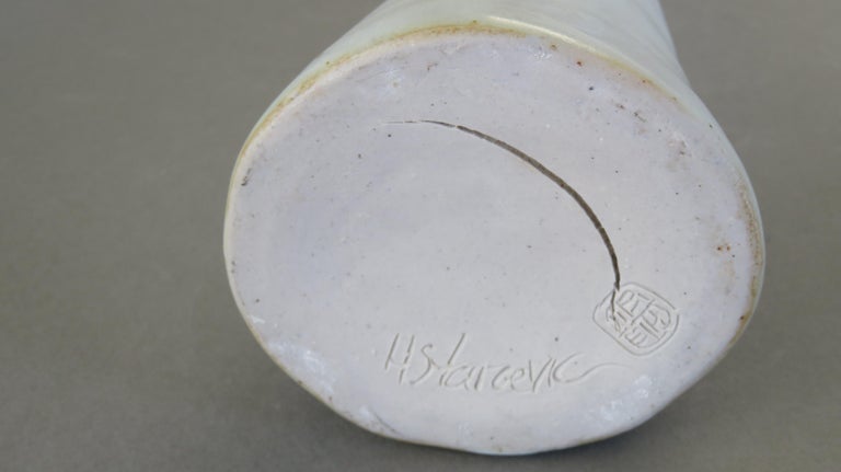 Tubular Handbuilt Ceramic Vase, White Glaze on Stoneware, 22.88 Inches Tall For Sale 2