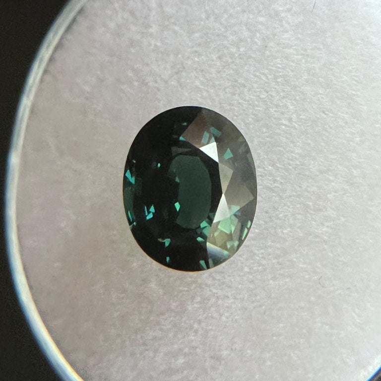 2.28ct Australian Deep Green Blue Sapphire Oval Cut Loose Rare Natural ...