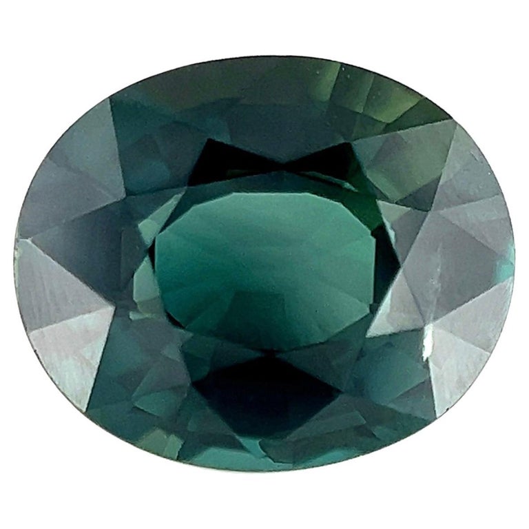 2.28ct Australian Deep Green Blue Sapphire Oval Cut Loose Rare Natural ...