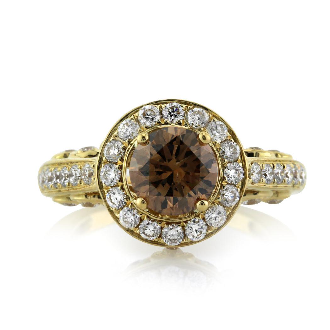 2.28ct Fancy Dark Brown Round Brilliant Cut Diamond Engagement Ring