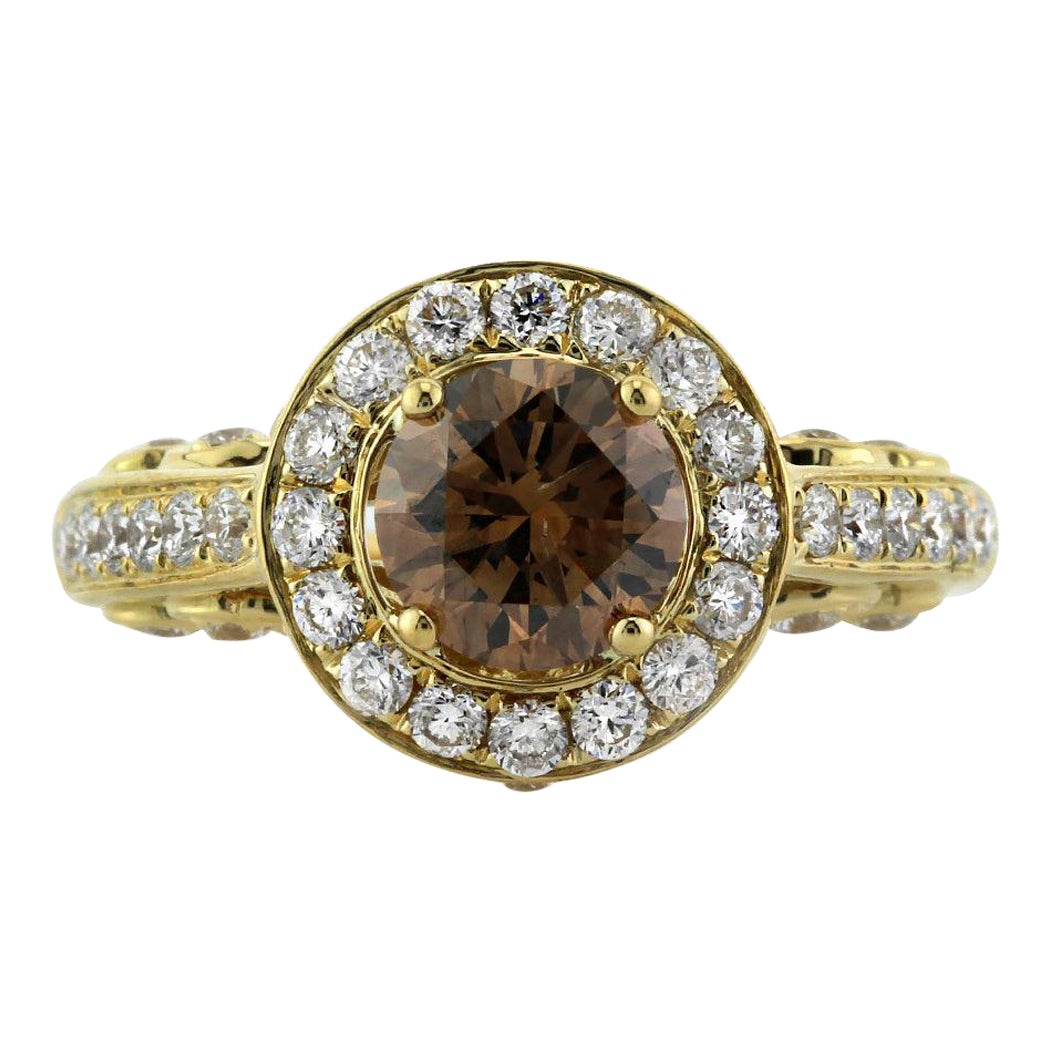 2.28ct Fancy Dark Brown Round Brilliant Cut Diamond Engagement Ring
