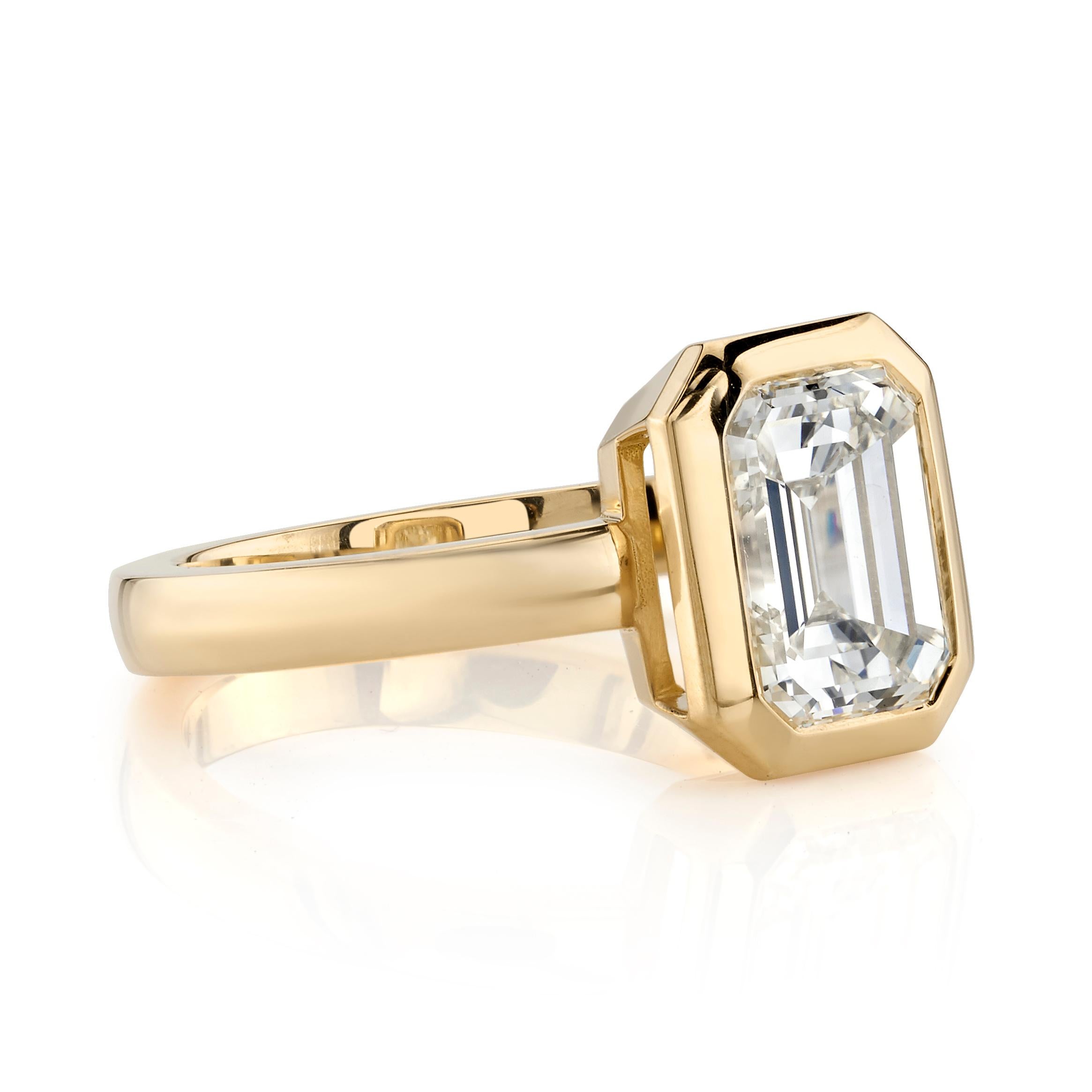 2.28ct OP/VS1 GIA certified Emerald cut diamond set in a handcrafted 18K yellow gold mounting. Ring is currently a size 6 and can be sized to fit.