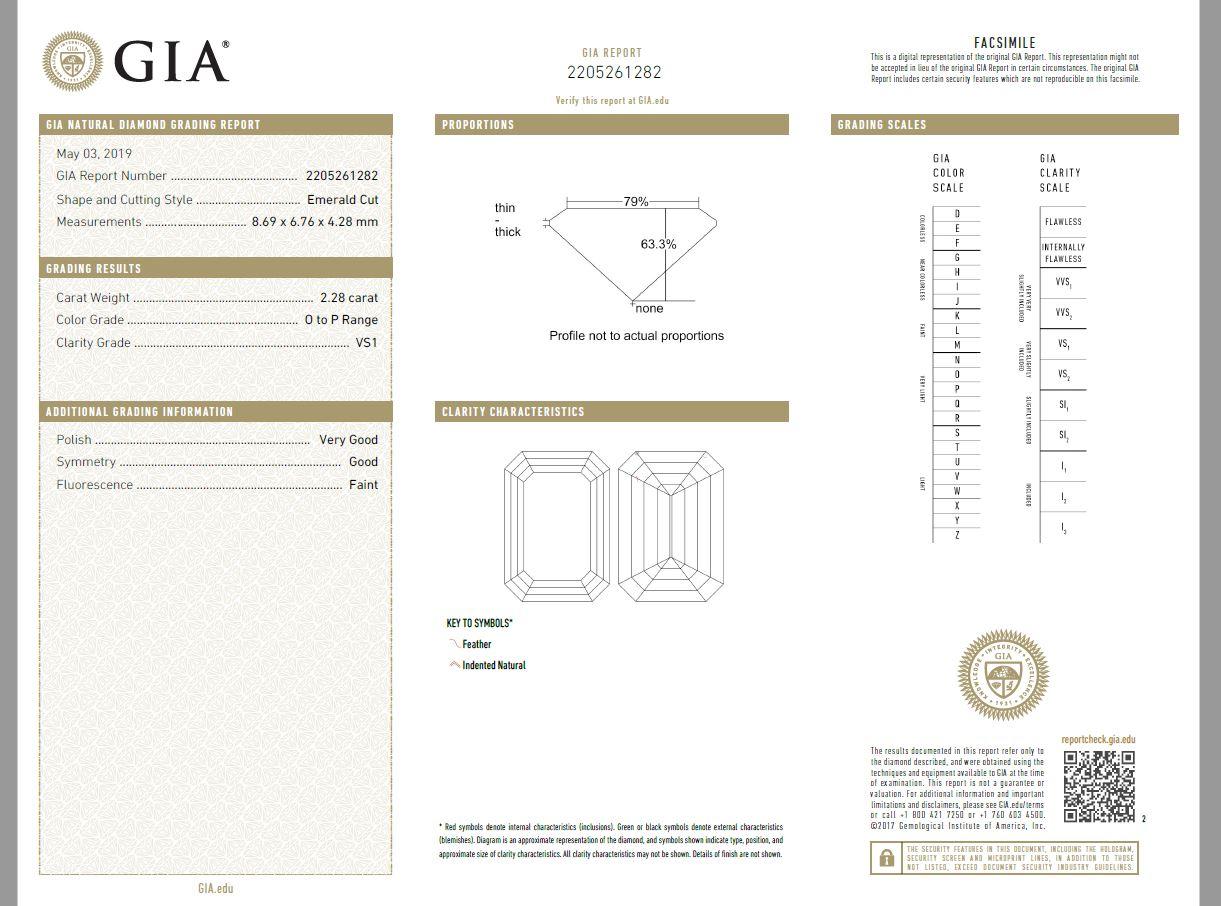 Women's 2.28 Carat GIA Certified Emerald Cut Diamond Set in an 18 Karat Yellow Gold Ring
