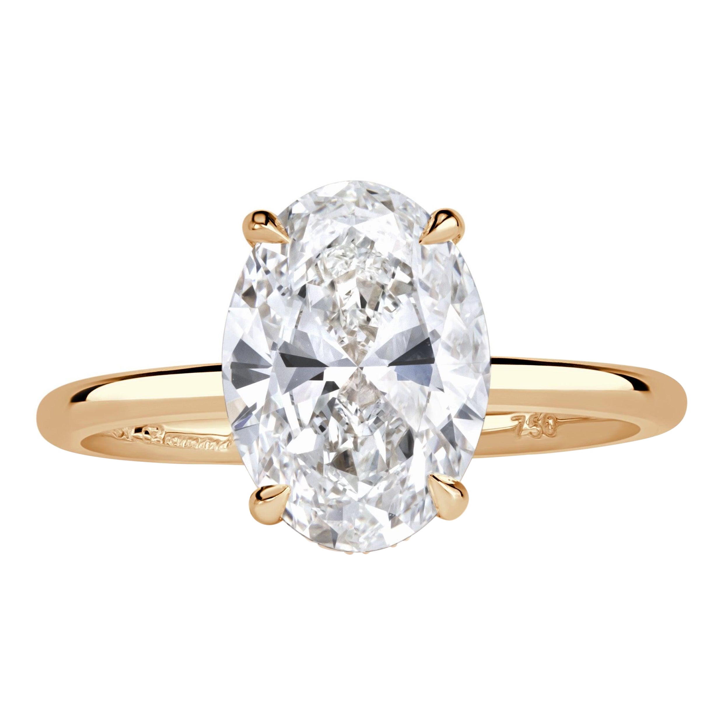 Bague de fiançailles en or jaune 18k avec un diamant ovale de 2,28ct en vente