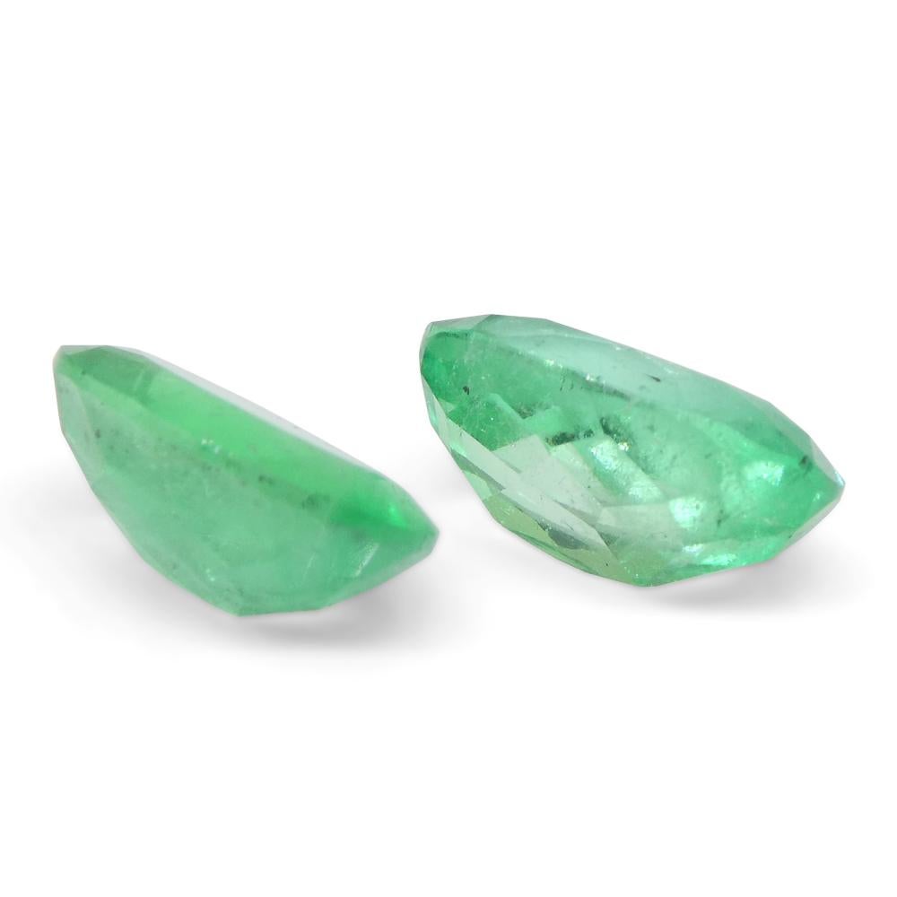 2.28ct Pair Oval Green Emerald from Colombia For Sale 5