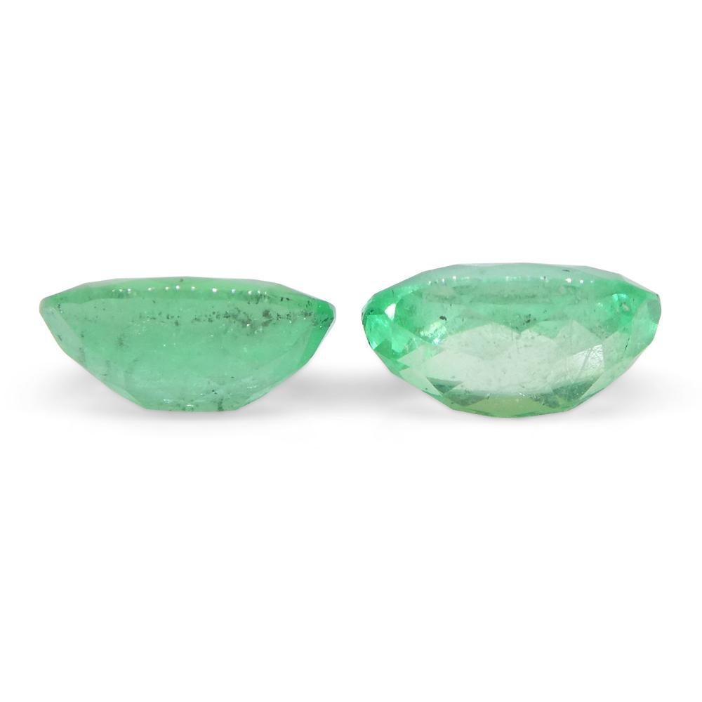 2.28ct Pair Oval Green Emerald from Colombia For Sale 6