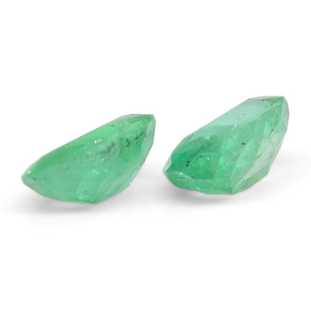 2.28ct Pair Oval Green Emerald from Colombia For Sale 7