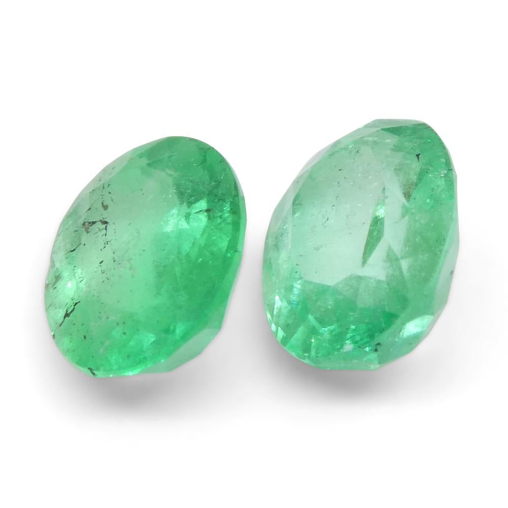 2.28ct Pair Oval Green Emerald from Colombia For Sale 8