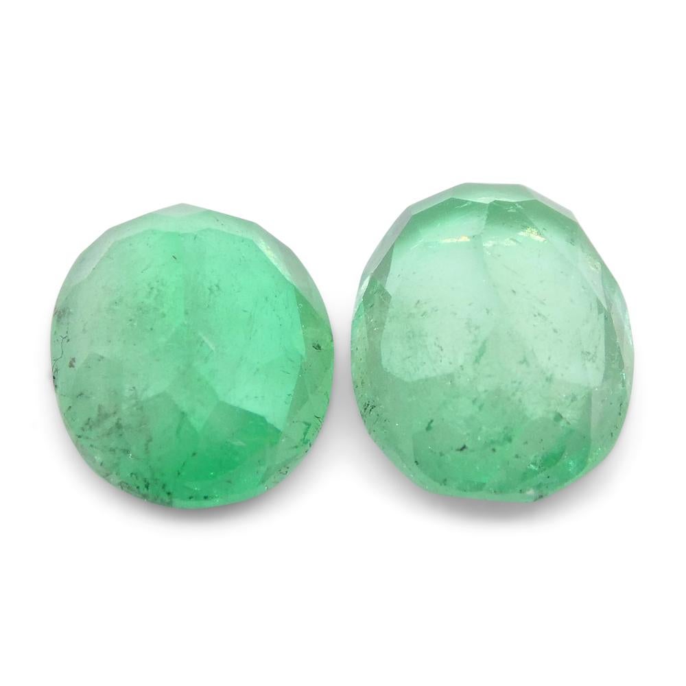 2.28ct Pair Oval Green Emerald from Colombia For Sale 9