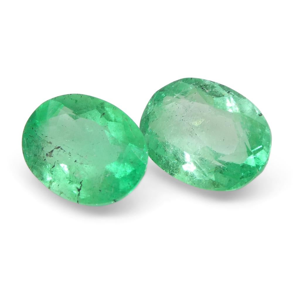 2.28ct Pair Oval Green Emerald from Colombia For Sale 10
