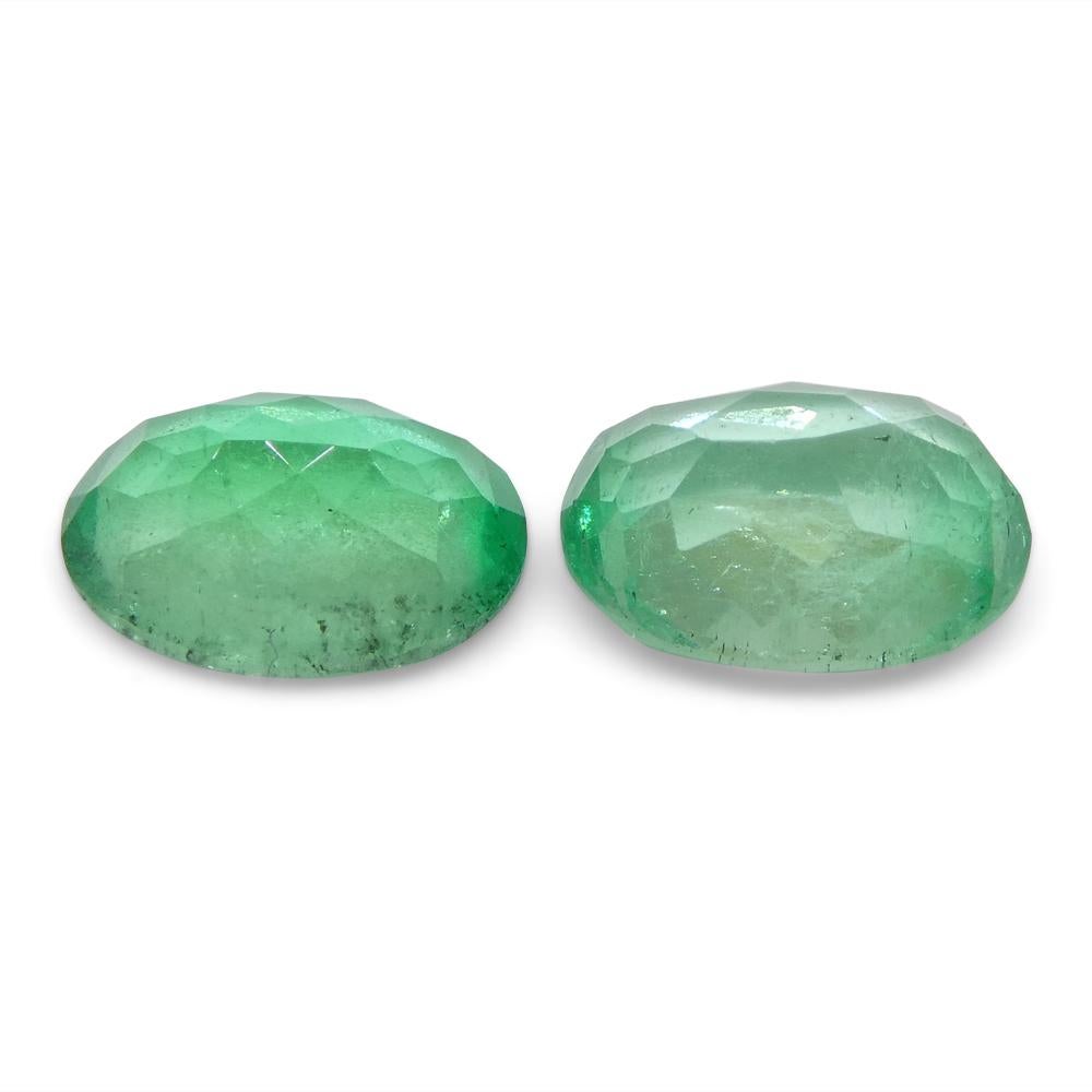 2.28ct Pair Oval Green Emerald from Colombia For Sale 11