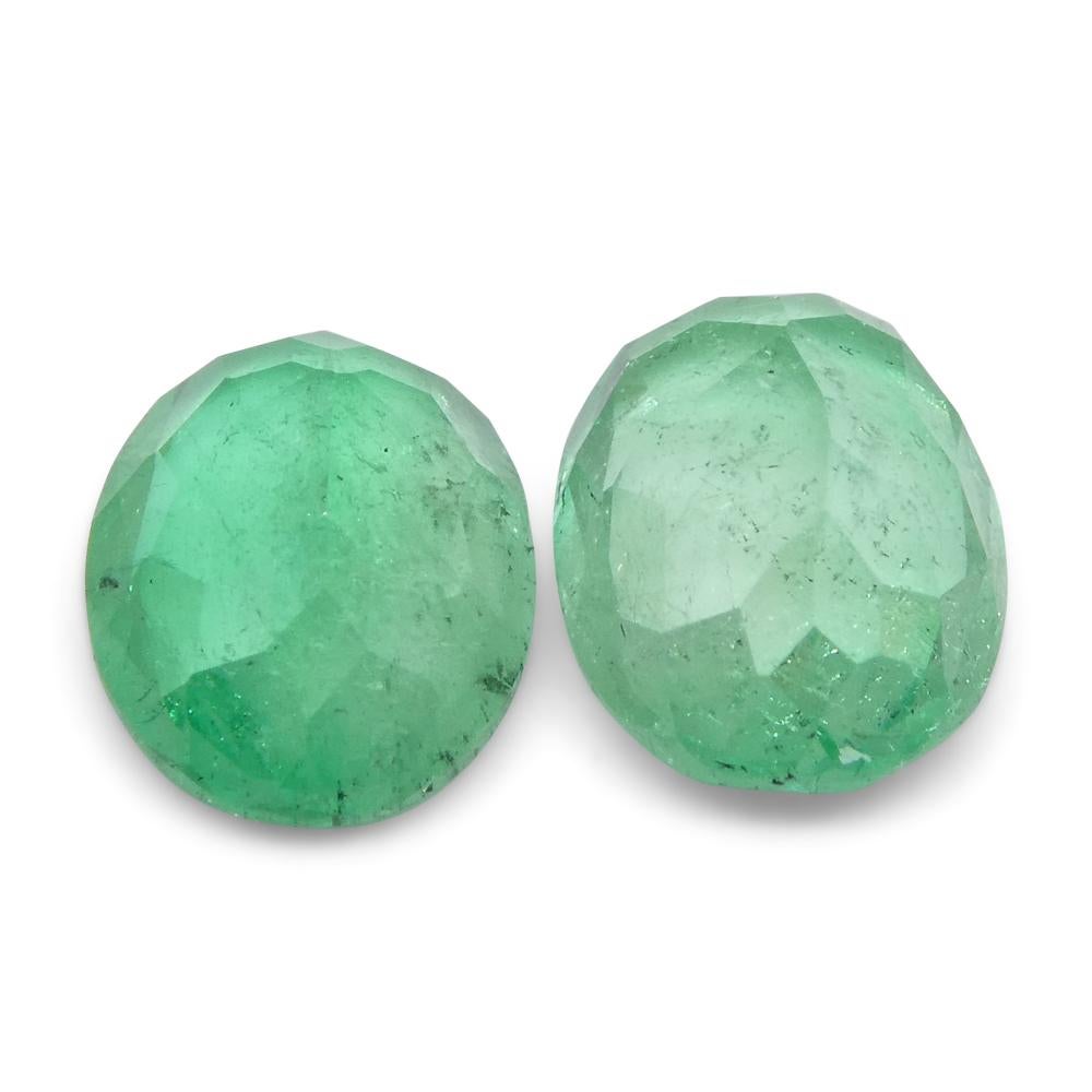 2.28ct Pair Oval Green Emerald from Colombia For Sale 12