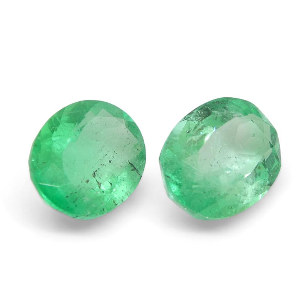 2.28ct Pair Oval Green Emerald from Colombia For Sale 3