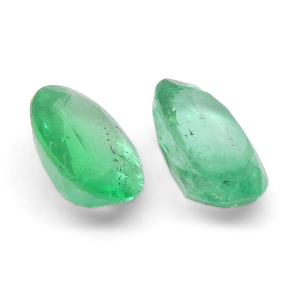 2.28ct Pair Oval Green Emerald from Colombia For Sale 4