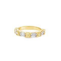 2.28CTW Fancy Intense Yellow Diamond & Emerald Cut Diamond Ring in 18K Gold