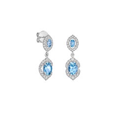 Sunita Nahata Aquamarine 2.29ct. Drop Earrings in 18KWG with Diamond.