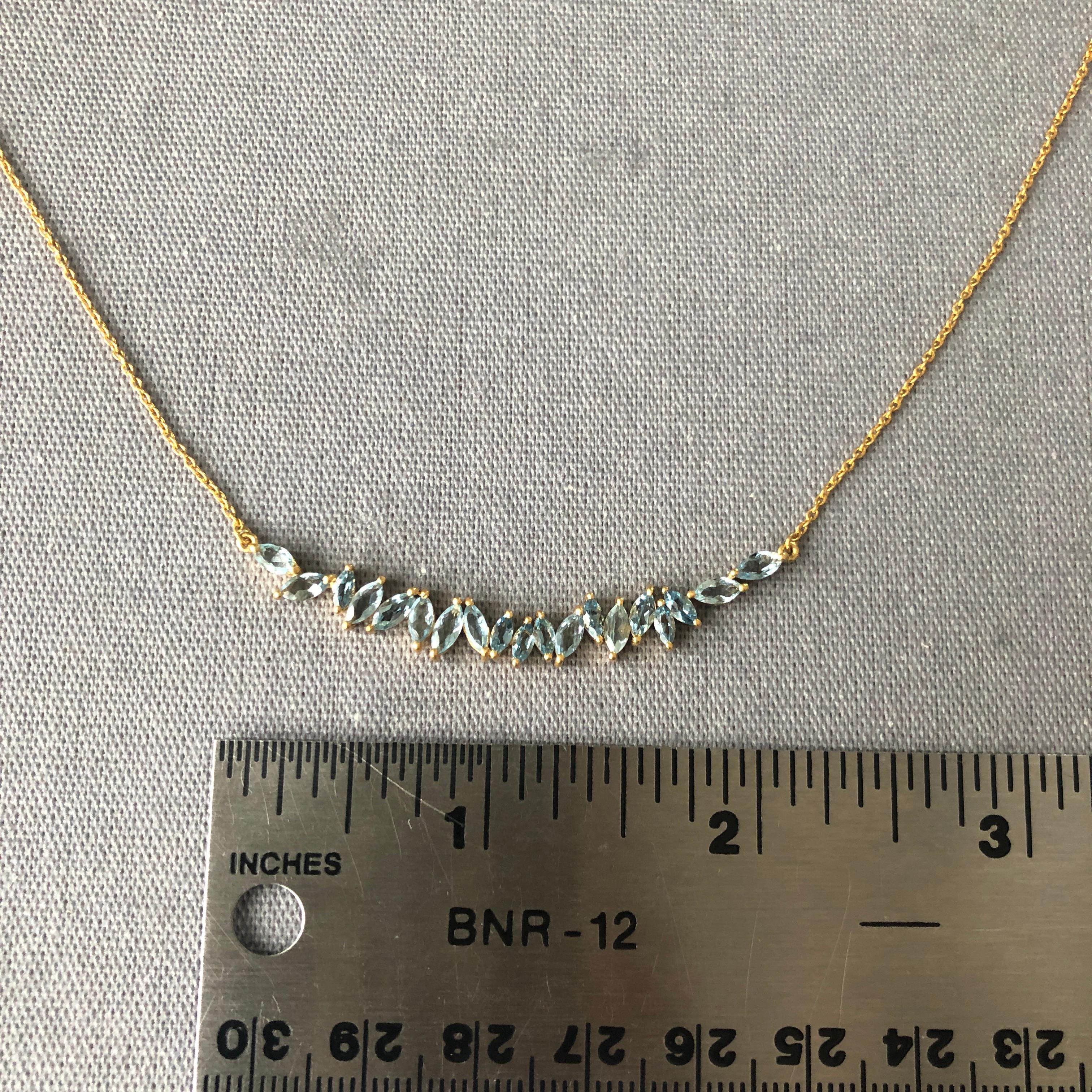 2.29 Carat Aquamarine Gold Bar Necklace by Lauren Harper For Sale 1
