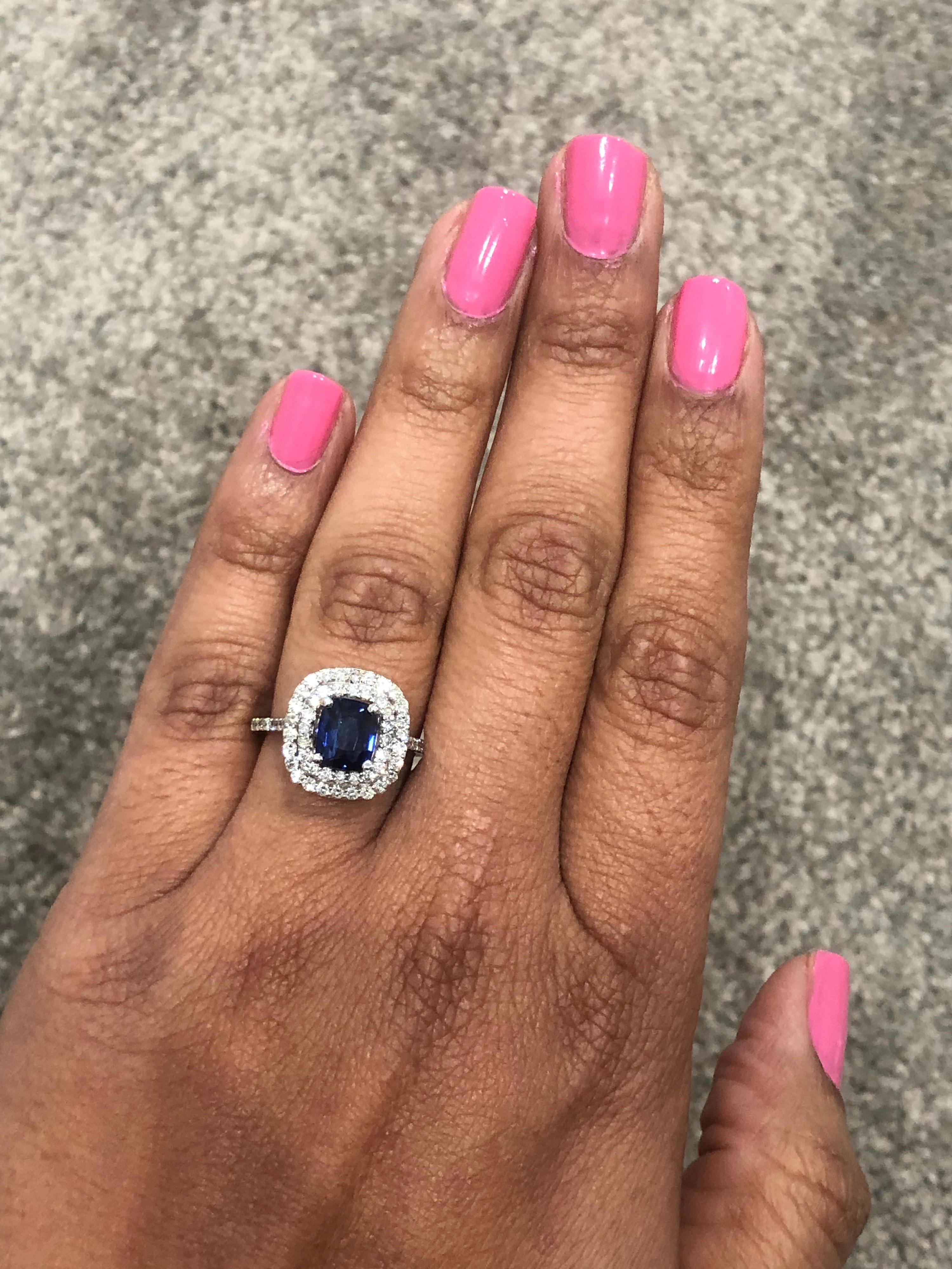 2.29 Carat Blue Sapphire Diamond Ring GIA Certified 14 Karat White Gold Ring In New Condition For Sale In Los Angeles, CA