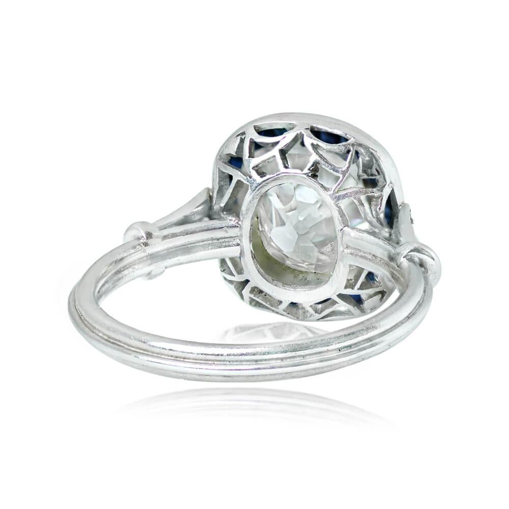 Cushion Cut 2.29 Carat Cushion-Cut Diamond Ring, VS1 Clarity, Sapphire Halo, Platinum For Sale