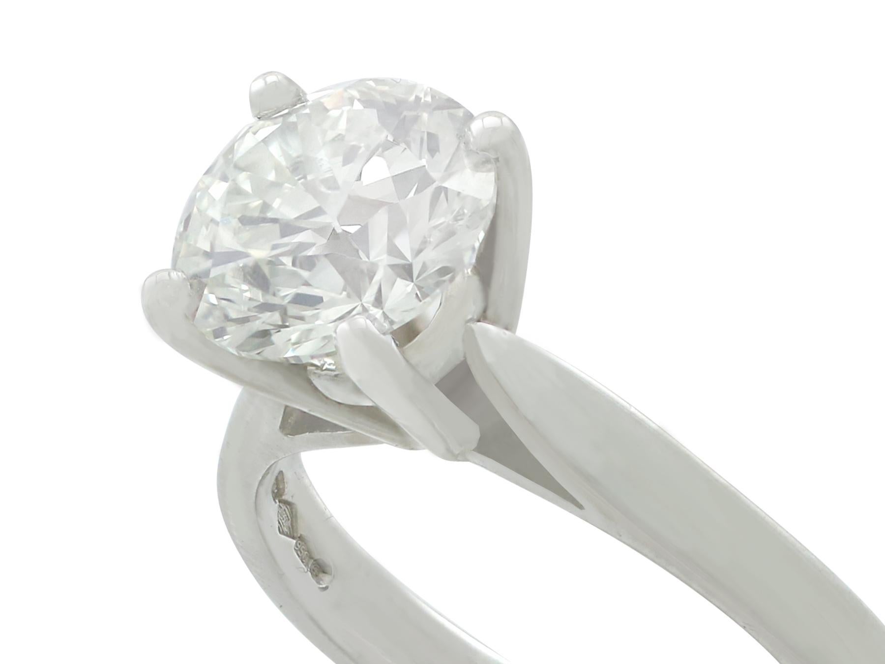 Round Cut 2.29 Carat Diamond and Platinum Solitaire Engagement Ring