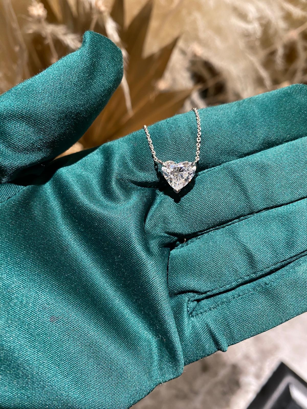 Heart Cut 2.29 Carat Diamond Heart Pendant For Sale