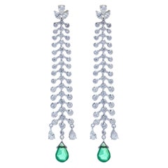 2.29 Carat Emerald and 3.64 Diamond Earring