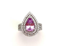 2.29 Carat Lavender Spinel and Diamond Halo Cocktail Ring in 18k White Gold