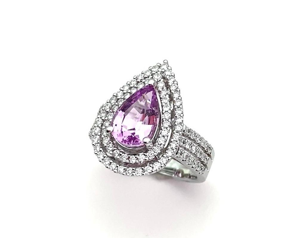 2.29 Carat Lavender Spinel and Diamond Halo Cocktail Ring in 18k White Gold In New Condition For Sale In Los Angeles, CA