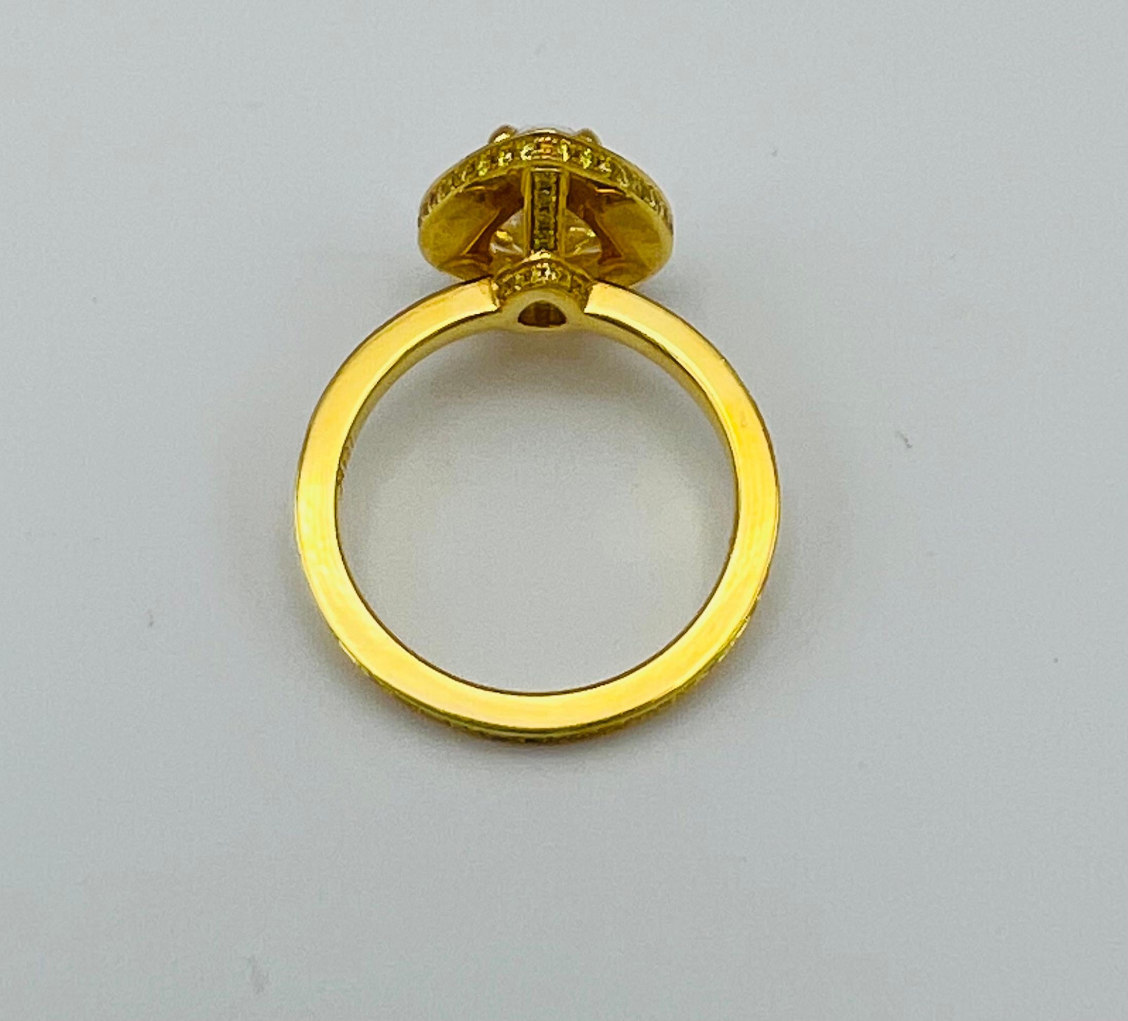 2.29 Carat Light Fancy Yellow Pear Shape Diamond Engagement Ring For Sale 3