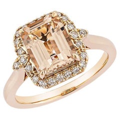 2.29 Carat Morganite Fancy Ring in 18Karat Rose Gold with White Diamond.   