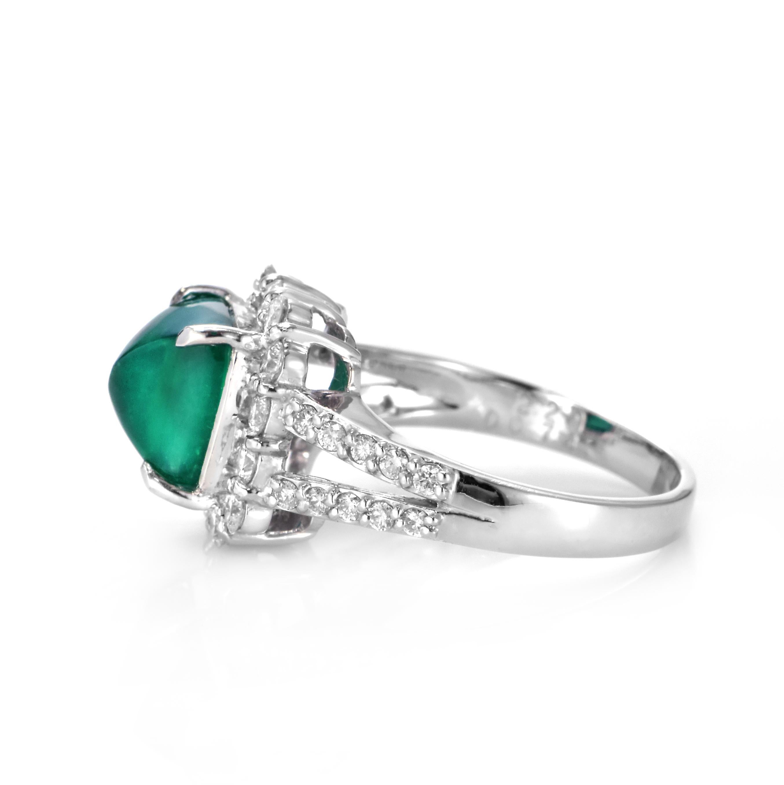 2,29 Karat natürlicher kolumbianischer Zuckerhut-Smaragd & Diamantring aus Platin mit Zuckerhut-Smaragd im Angebot 5