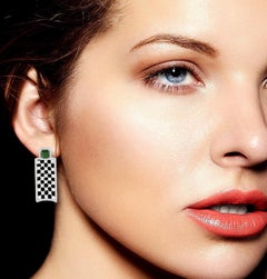 2.29 Carat Diamond Chrome Diopside 18 Karat Gold Earrings