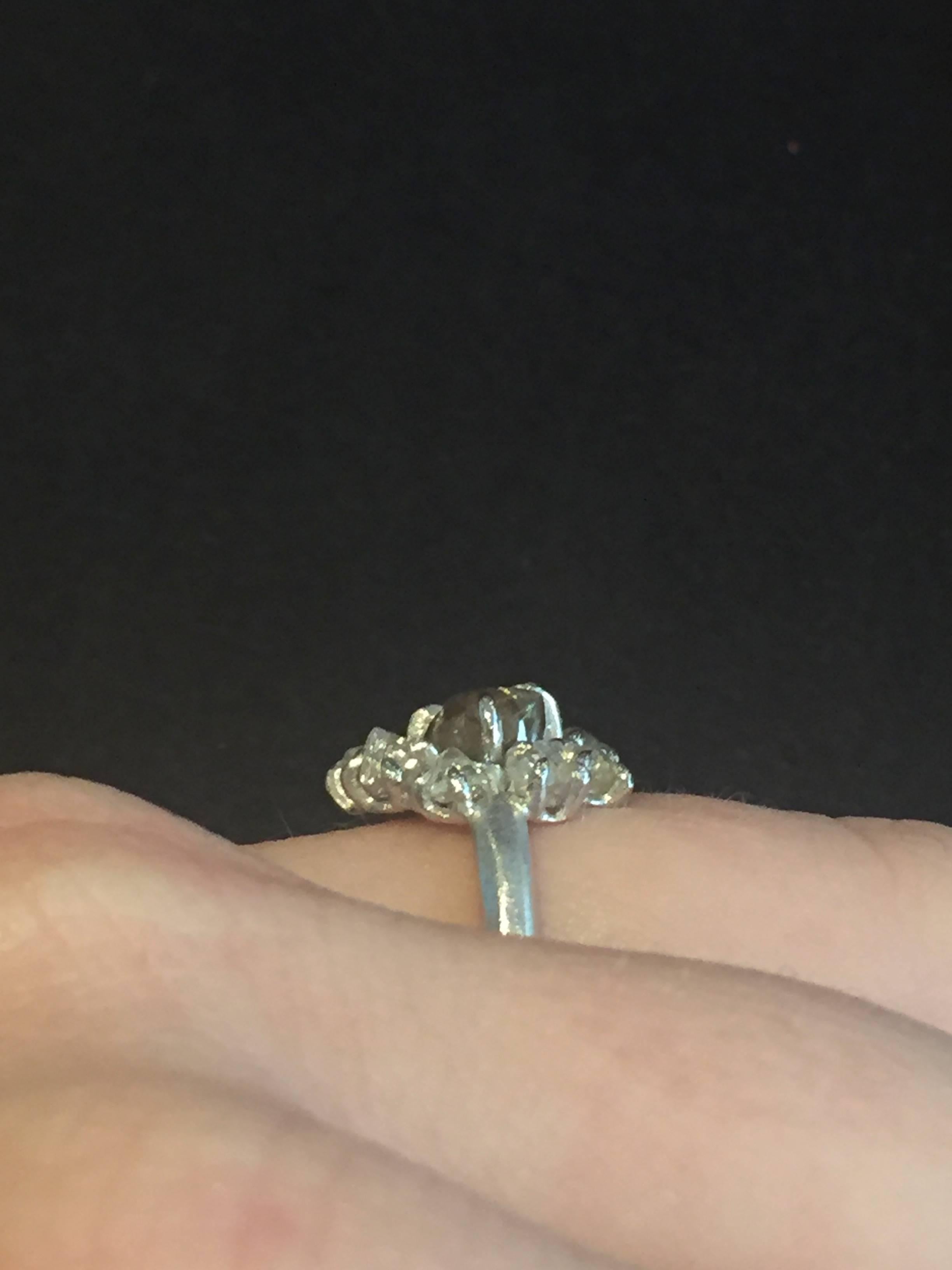 2.29 Carat Rough Light Brown and White Diamonds White Gold Flower Cluster Ring For Sale 3