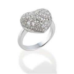 2.29 Carat Round Brilliant Cut Diamond Pavé Heart Shape Cocktail Ring