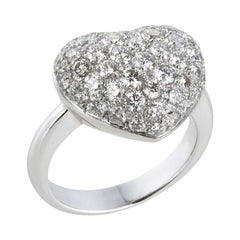 2.29 Carat Round Brilliant Cut Diamond Pavé Heart Shape Cocktail Ring